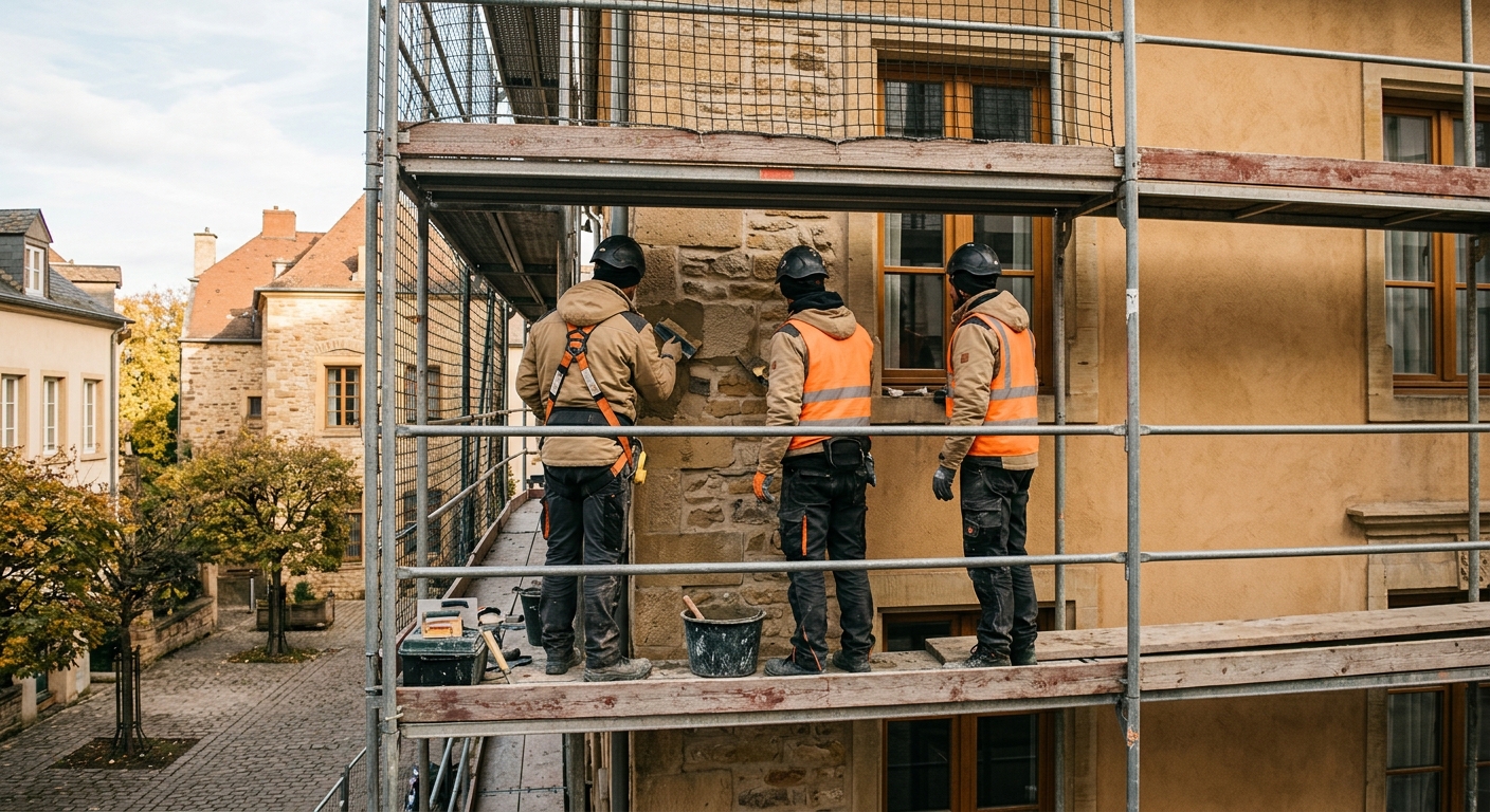 L'équipe Façades Mangen sur un chantier au Luxembourg