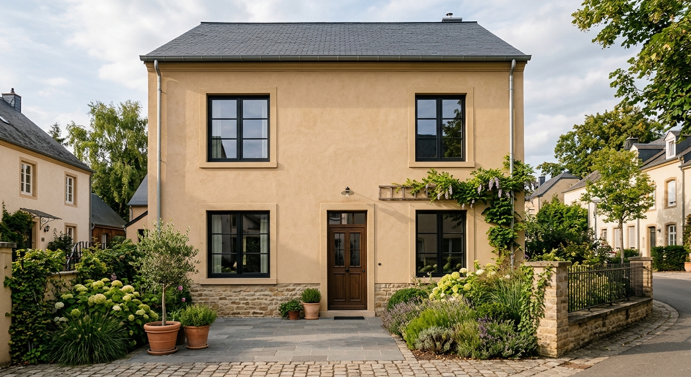 Façade après ravalement, crépi neuf et finition soignée