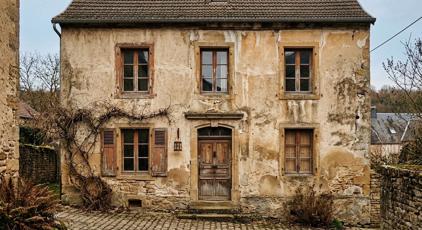 Façade avant travaux, aspect dégradé
