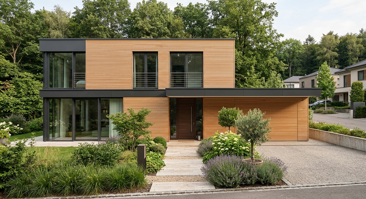 Façade finie avec bardage contemporain