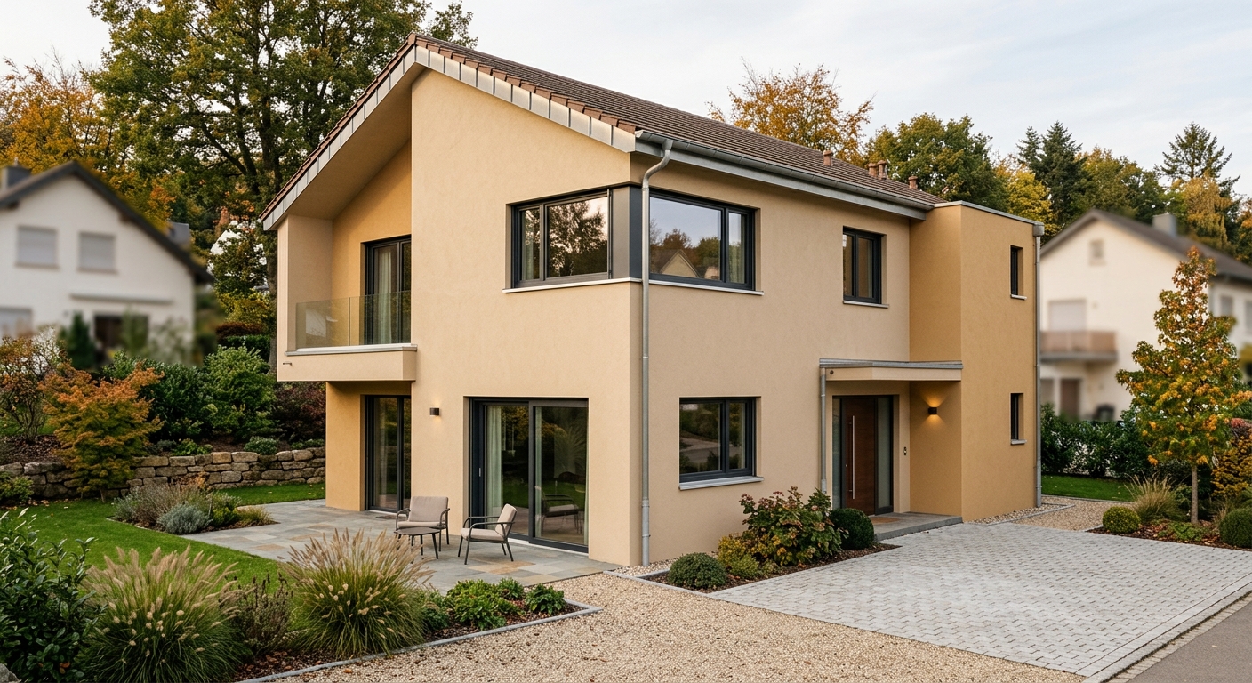 Maison isolée par l'extérieur avec finition crépi