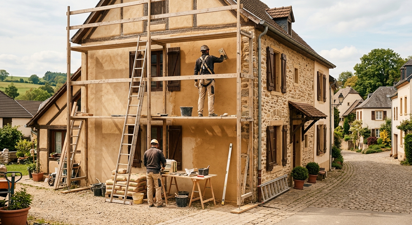 Équipe Façades Mangen en intervention à Junglinster